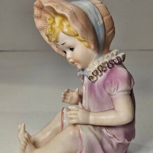 Vintage 1950s Piano Baby by Arnart 5th Ave Blonde Baby Pink Bonnet & Dress